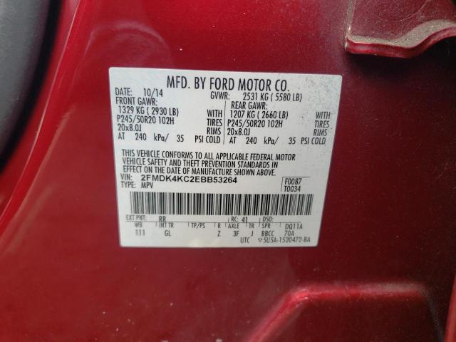 2FMDK4KC2EBB53264 - 2014 FORD EDGE LIMITED RED photo 12