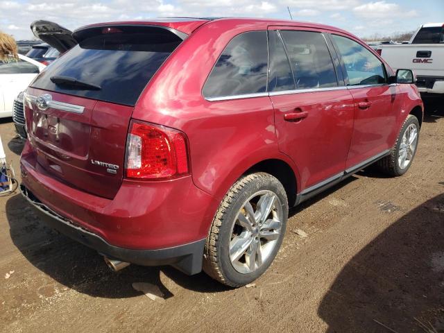 2FMDK4KC2EBB53264 - 2014 FORD EDGE LIMITED RED photo 3