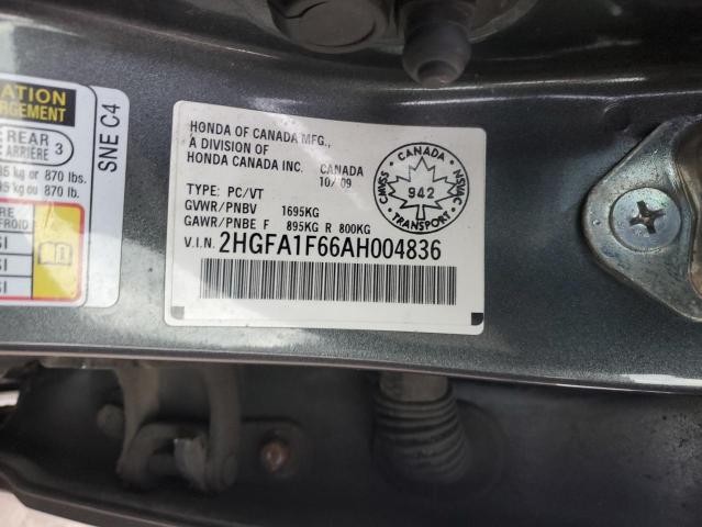 2HGFA1F66AH004836 - 2010 HONDA CIVIC LX-S 灰色 照片 12