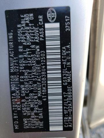 4T1BK3DB3BU412503 - 2011 TOYOTA AVALON BASE 银色 照片 13