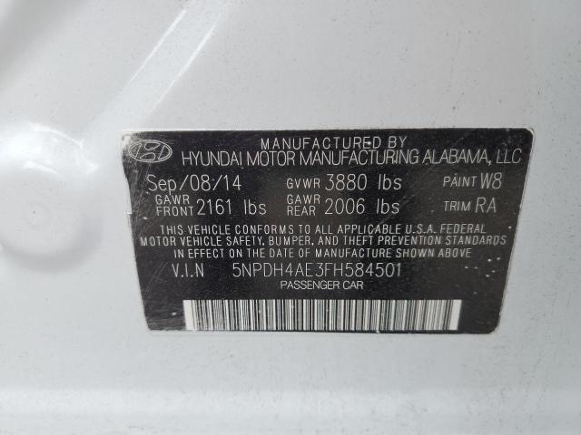 5NPDH4AE3FH584501 - 2015 HYUNDAI ELANTRA SE WHITE photo 12