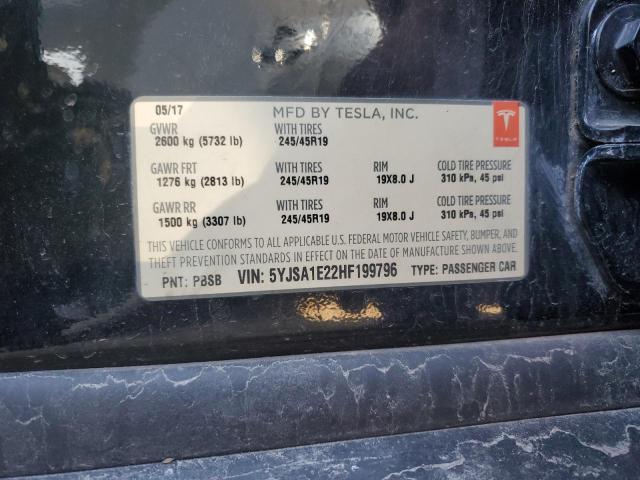 5YJSA1E22HF199796 - 2017 TESLA MODEL S Qara foto 12