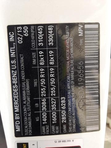 4JGDA5HB8DA196556 - 2013 MERCEDES-BENZ ML 350 4MATIC WHITE photo 12