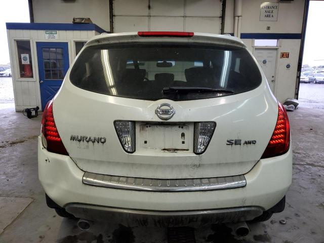 JN8AZ08WX7W634009 - 2007 NISSAN MURANO SL WHITE photo 6