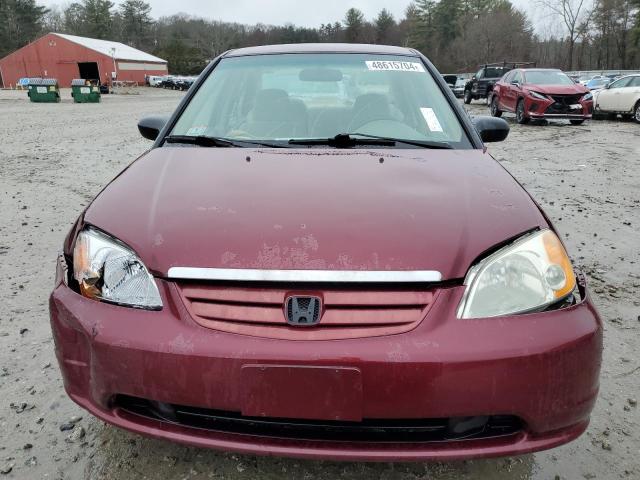 2HGES16572H522388 - 2002 HONDA CIVIC LX BURGUNDY photo 5