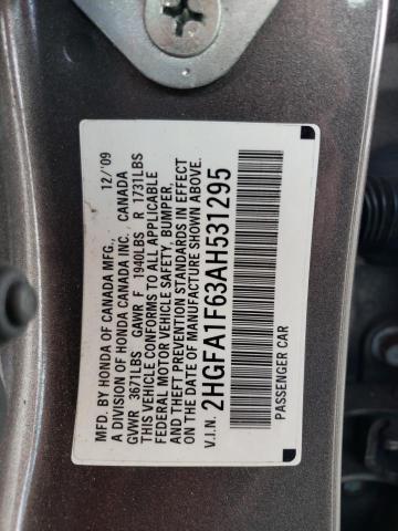 2HGFA1F63AH531295 - 2010 HONDA CIVIC LX-S رمادي صورة 12