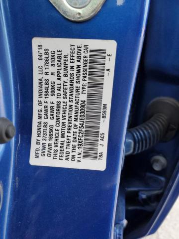 19XFC2F54JE030904 - 2018 HONDA CIVIC LX BLUE photo 12