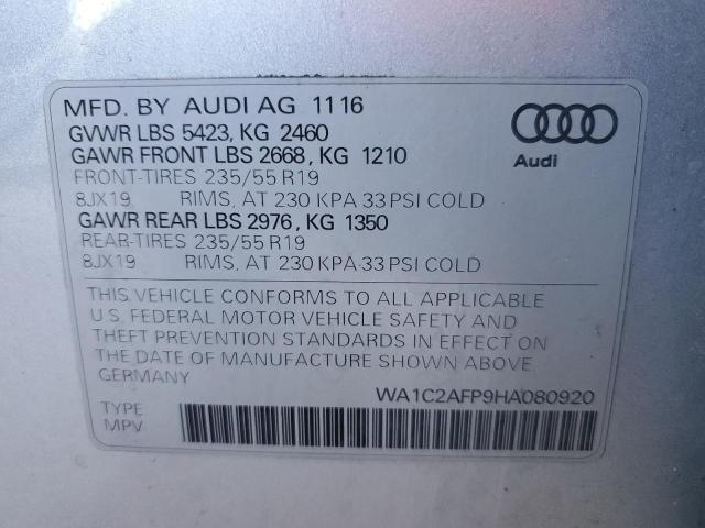 WA1C2AFP9HA080920 - 2017 AUDI Q5 PREMIUM SILVER photo 12