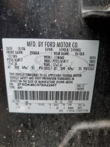 2FMDK46C97BA22457 - 2007 FORD EDGE SE BLACK photo 12