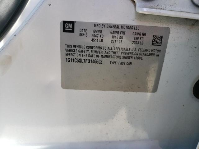 1G11C5SL7FU146602 - 2015 CHEVROLET MALIBU 1LT WHITE photo 12