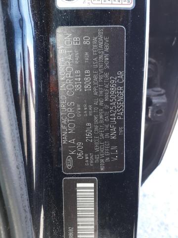 KNAFU4A25A5098692 - 2010 KIA FORTE EX BLACK photo 12