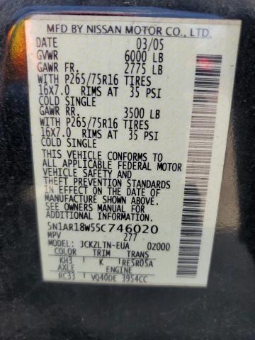 5N1AR18W55C746020 - 2005 NISSAN PATHFINDER LE 黑色 照片 14
