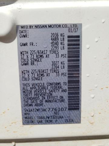 5N1AT2MT3HC776107 - 2017 NISSAN ROGUE S WHITE photo 13