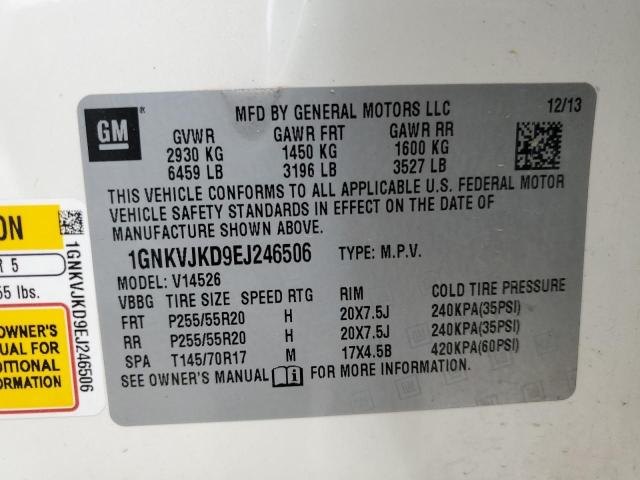 1GNKVJKD9EJ246506 - 2014 CHEVROLET TRAVERSE LTZ CREAM photo 14