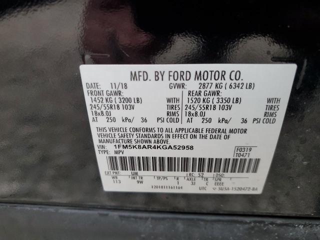 1FM5K8AR4KGA52958 - 2019 FORD EXPLORER POLICE INTERCEPTOR 黑色 照片 13