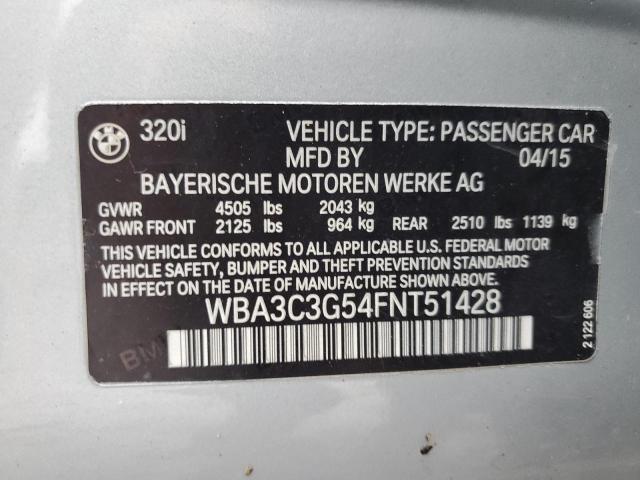 WBA3C3G54FNT51428 - 2015 BMW 320 I XDRIVE SILVER photo 12