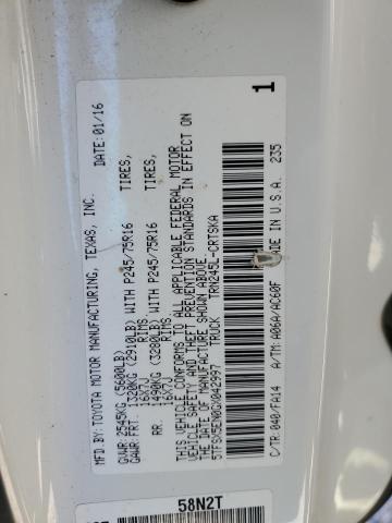 5TFSX5EN0GX042997 - 2016 TOYOTA TACOMA ACCESS CAB თეთრი ფოტო 12