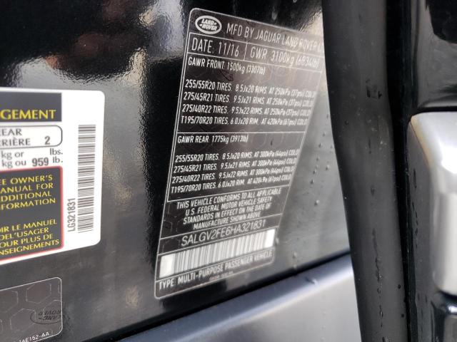 SALGV2FE6HA321831 - 2017 LAND ROVER RANGE ROVE AUTOBIOGRAPHY BLACK photo 13