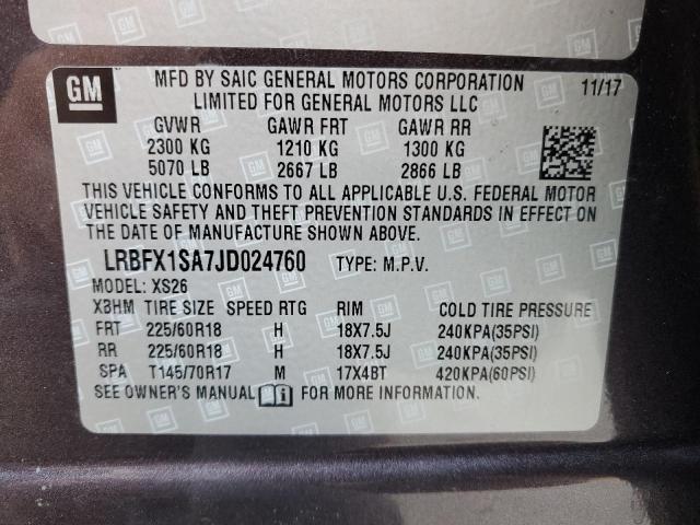 LRBFX1SA7JD024760 - 2018 BUICK ENVISION ESSENCE PURPLE photo 13
