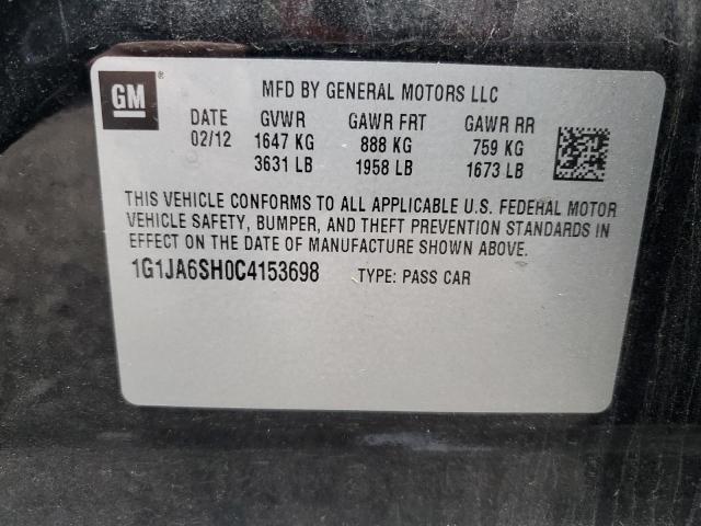 1G1JA6SH0C4153698 - 2012 CHEVROLET SONIC LS BLACK photo 12