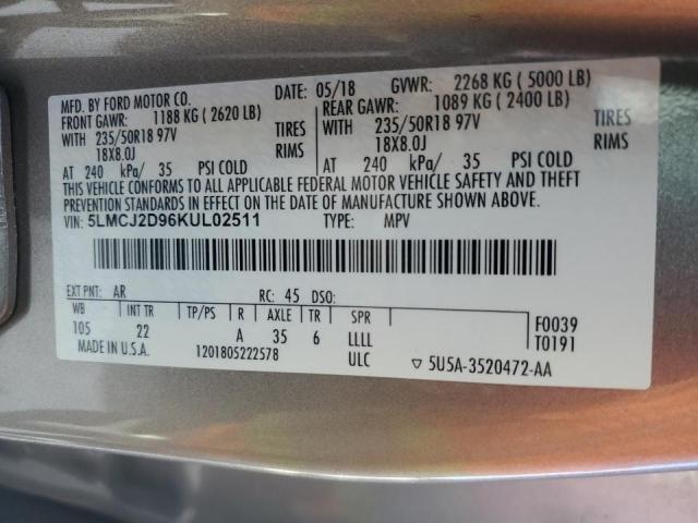 5LMCJ2D96KUL02511 - 2019 LINCOLN MKC SELECT Szary zdjęcie 13