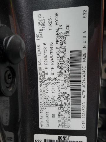 5TFJX4GN5FX047078 - 2015 TOYOTA TACOMA DOUBLE CAB PRERUNNER GRAY photo 13