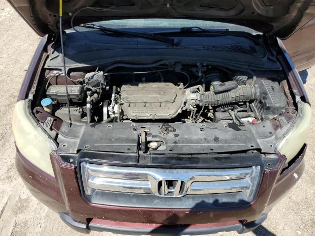 2HKYF18517H513858 - 2007 HONDA PILOT EXL MAROON photo 11