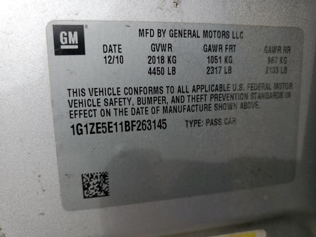 1G1ZE5E11BF263145 - 2011 CHEVROLET MALIBU LTZ Argent photo 12