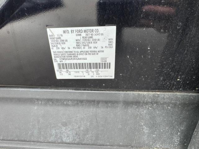 1FM5K8AR3KGA63322 - 2019 FORD EXPLORER POLICE INTERCEPTOR შავი ფოტო 11