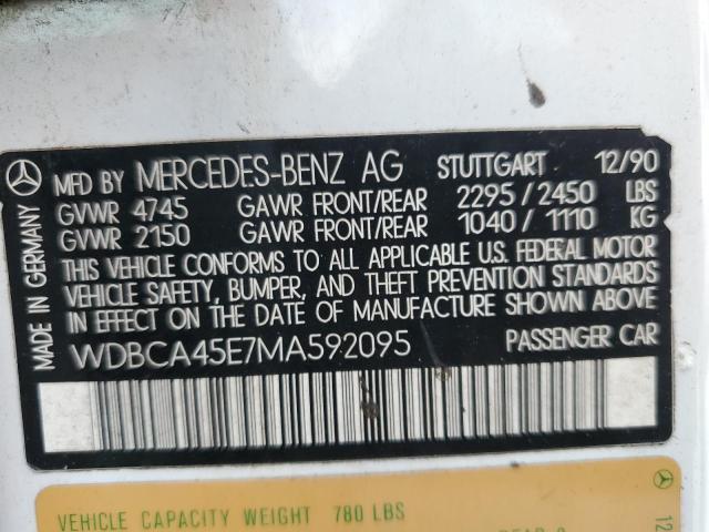 WDBCA45E7MA592095 - 1991 MERCEDES-BENZ 560 SEC WHITE photo 12