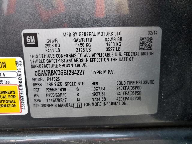 5GAKRBKD6EJ284327 - 2014 BUICK ENCLAVE GRAY photo 13