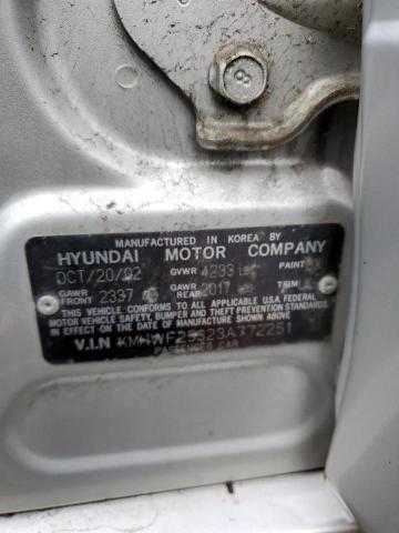 KMHWF25S23A772251 - 2003 HYUNDAI SONATA GL SILVER photo 12