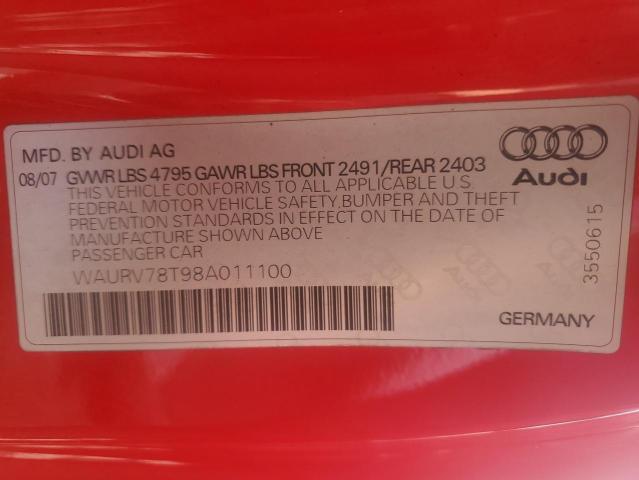 WAURV78T98A011100 - 2008 AUDI S5 QUATTRO RED photo 12