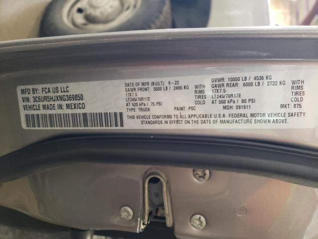 3C6UR5HJXNG369850 - 2022 RAM 2500 TRADESMAN ვერცხლისფერი ფოტო 12