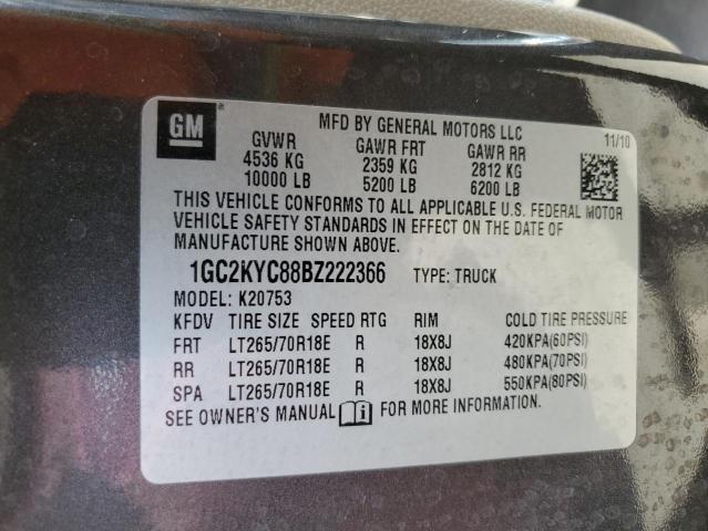 1GC2KYC88BZ222366 - 2011 CHEVROLET SILVERADO K2500 HEAVY DUTY LTZ GRAY photo 12