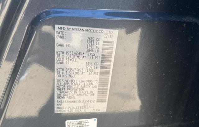 5N1AR2MN6DC632402 - 2013 NISSAN PATHFINDER S 灰色 照片 10