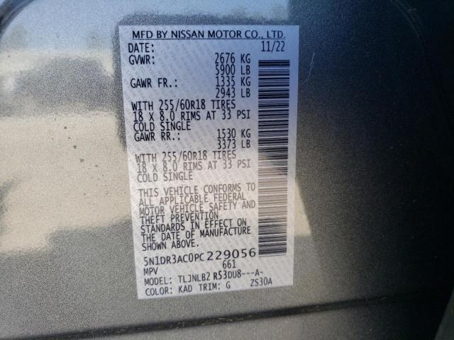 5N1DR3AC0PC229056 - 2023 NISSAN PATHFINDER S GRAY photo 13
