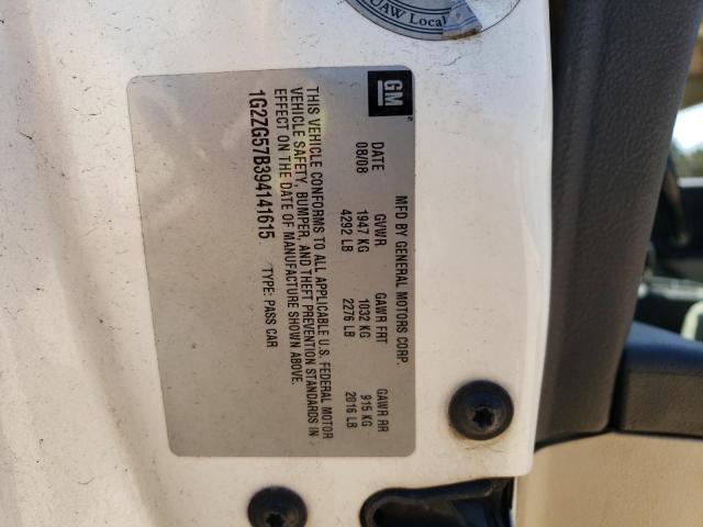 1G2ZG57B394141615 - 2009 PONTIAC G6 WHITE photo 13