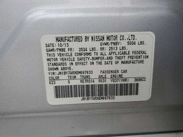 JN1BV7ARXEM697633 - 2014 INFINITI Q50 BASE SILVER photo 13