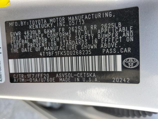 4T1BF1FK5DU268235 - 2013 TOYOTA CAMRY L SILVER photo 13