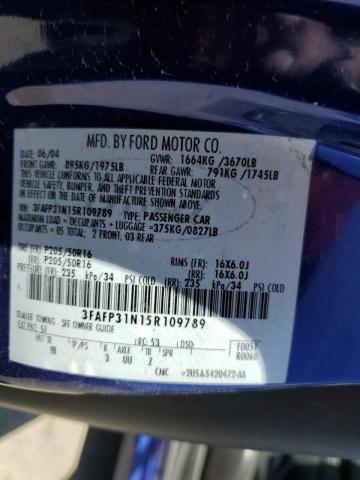 3FAFP31N15R109789 - 2005 FORD FOCUS ZX3 BLUE photo 12