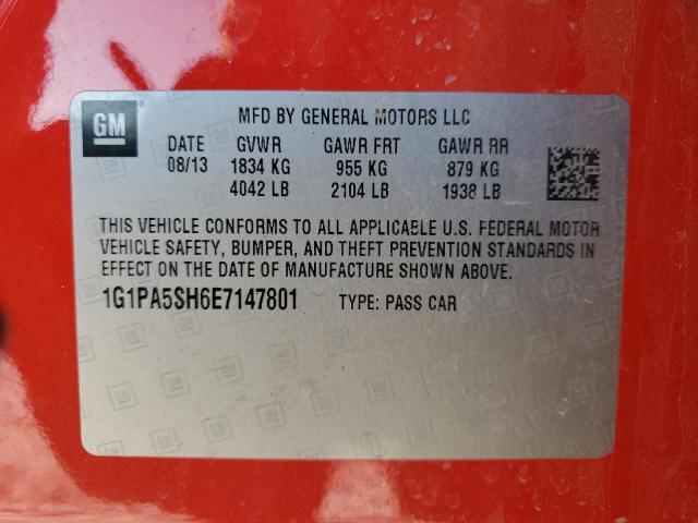 1G1PA5SH6E7147801 - 2014 CHEVROLET CRUZE LS RED photo 12