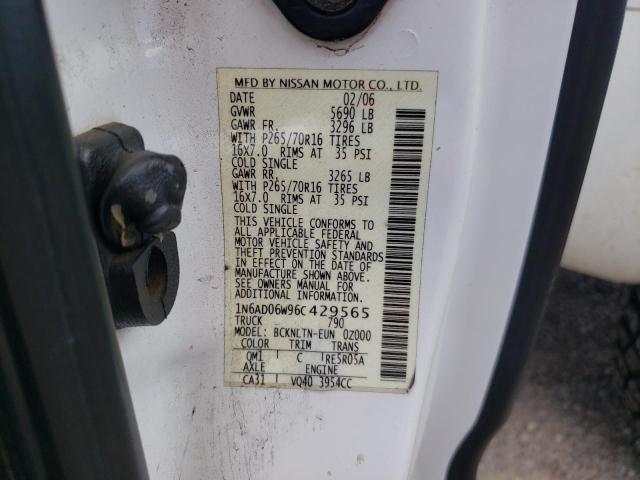 1N6AD06W96C429565 - 2006 NISSAN FRONTIER KING CAB LE WHITE photo 12