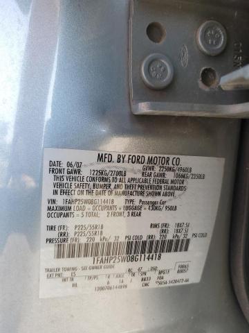 1FAHP25W08G114418 - 2008 FORD TAURUS LIMITED BLUE photo 12