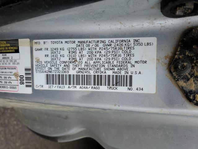 5TEUU42N67Z321069 - 2007 TOYOTA TACOMA ACCESS CAB Күміс фото 12