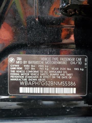 WBAPH7G52BNM55386 - 2011 BMW 328 I BLACK photo 12