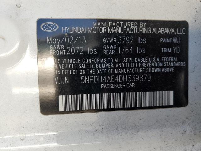 5NPDH4AE4DH339879 - 2013 HYUNDAI ELANTRA GLS WHITE photo 12