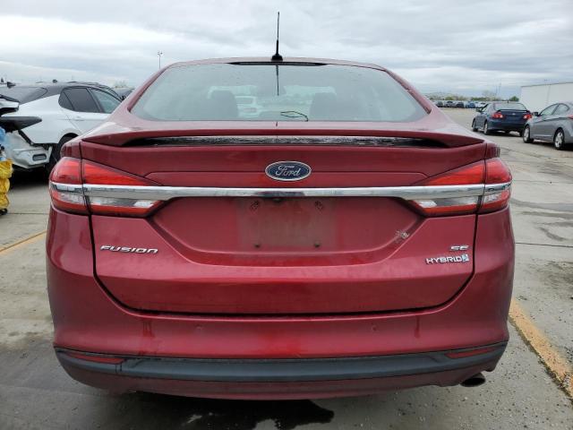 3FA6P0LU8JR233149 - 2018 FORD FUSION SE HYBRID RED photo 6