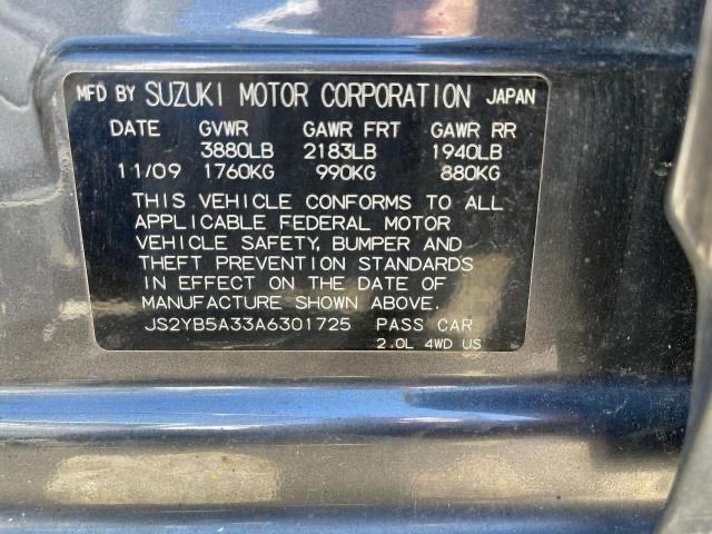 JS2YB5A33A6301725 - 2010 SUZUKI SX4 CHARCOAL photo 10