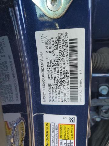 1HGCV1F56JA037607 - 2018 HONDA ACCORD EXL BLUE photo 12